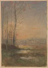 François-Auguste Ravier, Marsh Landscape at Twilight