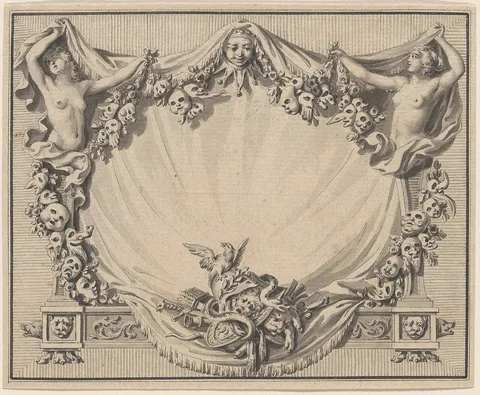 Pierre-Philippe Choffard, A Cartouche with Theater Masks
