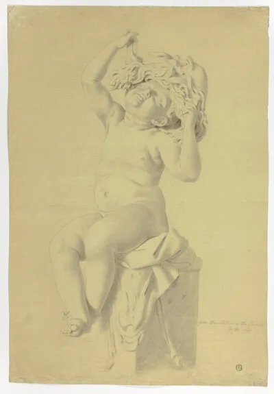 John Downman, Study after Antique Statue of Seated Putto Holding Mask of Silenus