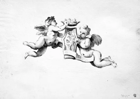 Nicolas Dorigny, Två putti med vapensköld