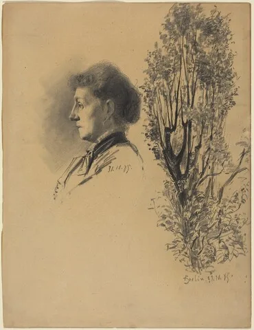 Melchior Lechter, A Woman in Profile and a Pollard Tree in Bloom