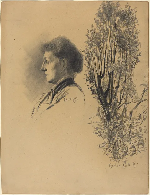 Melchior Lechter, A Woman in Profile and a Pollard Tree in Bloom