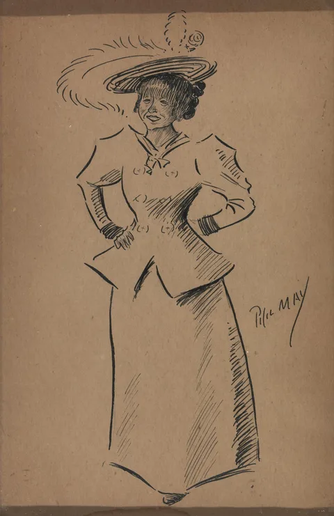 Phil May, Woman in Turn-of-the-Century Dress
