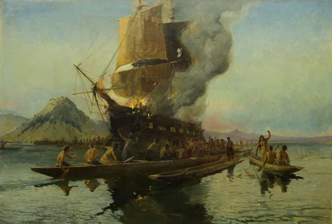 Walter Wright, The Burning of the Boyd, Whangaroa Harbour, 1809