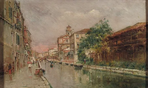 Antonio Reyna Manescau, Venetian Canal under the Rain