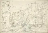 Friedrich Salathé, Italian View: A Pathway and Arbor at the Base of Cliffs
