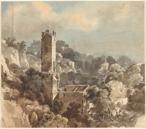 Friedrich Salathé, Ruins of a Fortified Tower among Wooded Hills