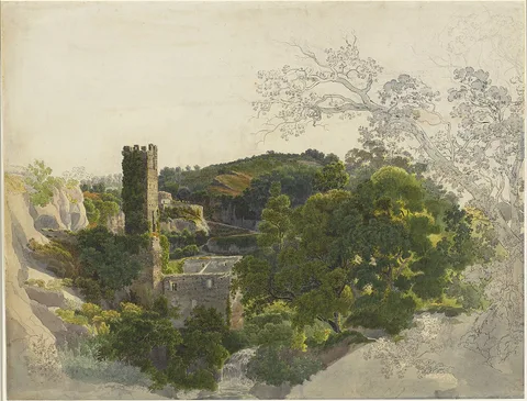 Friedrich Salathé, Ruins of a Fortified Tower among Wooded Hills