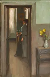 Albert de Belleroche, A Woman Standing in the Doorway of an Interior
