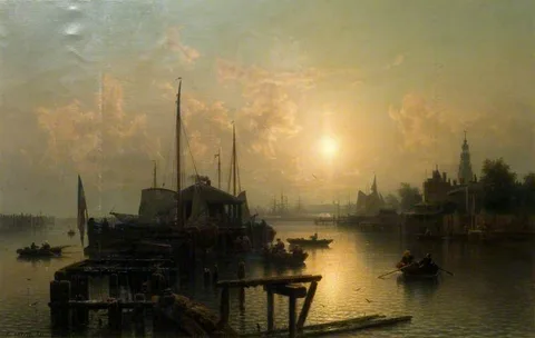 Carl Adloff, River with Boats and Shipping
