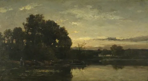 Karl Daubigny, A River Landscape