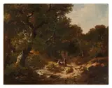 Hendrik Pieter Koekkoek, Figures on a Forest Path
