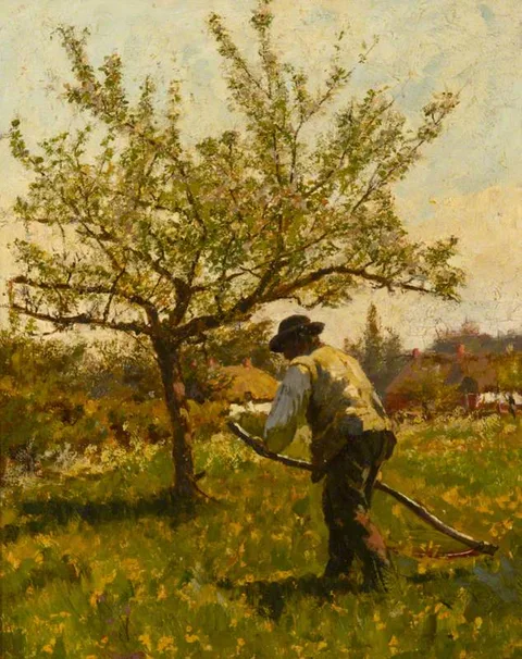 James Charles, A Man scything in an Orchard