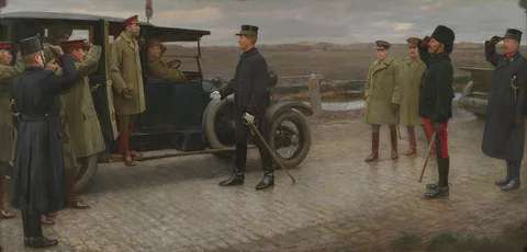 Herbert Arnould Olivier, Where Belgium Greeted Britain, 4 December 1914, the Meeting of George V and Albert I, King of the Belgians, at Adinkerke, then the Last Remnant of Belgian Territory, on 4 December 1914