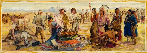 Elizabeth Lochrie, The Fur Traders (Study for St. Anthony, Idaho Post Office Mural)