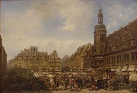 Albert Schwendy, The Market Square, Leipzig