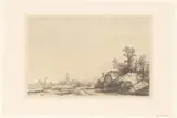 François Vivares, Cottage beside a canal with a view of Ouderkerk