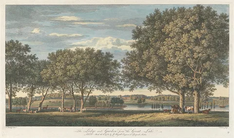 François Vivares, The Lodge and Garden from the Great Lake