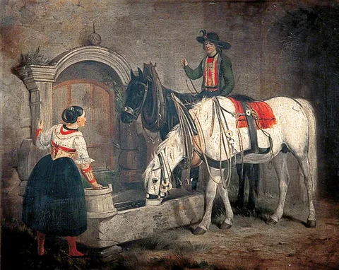 Augustus Jules Bouvier, Italians Gossip at a Fountain