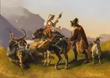 Johann Nepomuk Rauch, An Italian woman with distaff in conversation with a shepherd