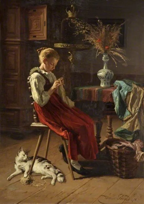 Théodore Gérard, A Girl Knitting