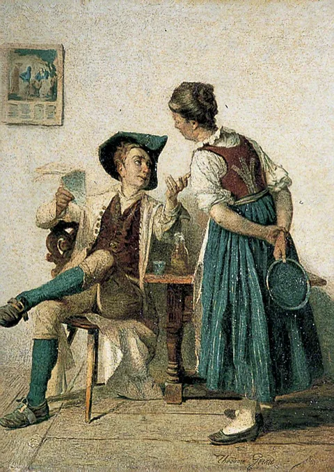 Théodore Gérard, Interior with a Serving Maid and a Young Man