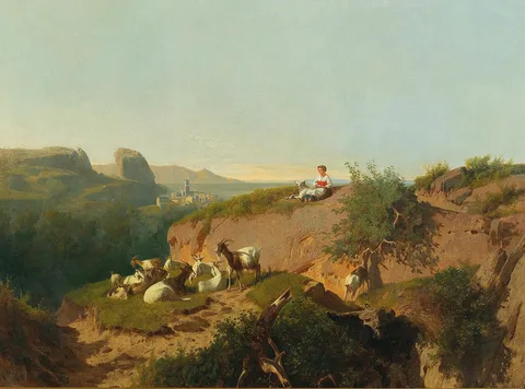 András Markó, Southern landscape with goats and shepherd