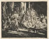 Frank J. Van Sloun, Two Figures near a Hut