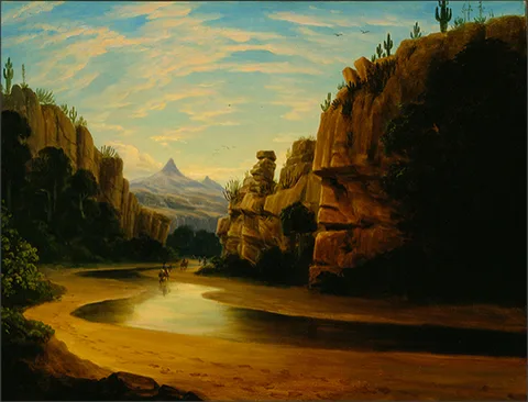 Henry Cheever Pratt, Bartlett Survey Party Traversing a Canyon