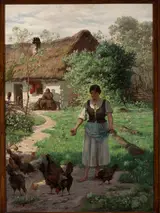 Aleksander Mroczkowski, Village girl feeding hens
