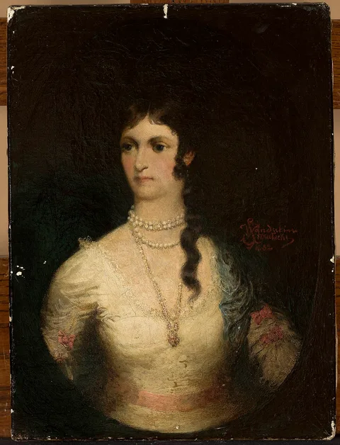 Wandalin Strzałecki, Portrait of a woman in a white dress
