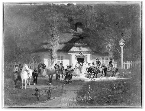 Wandalin Strzałecki, In front of a manor house