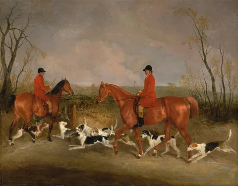 Richard Barrett Davis, George Mountford, Huntsman to the Quorn, and W. Derry, Whipper-In, at John O'Gaunt's Gorse, near Melton Mowbray