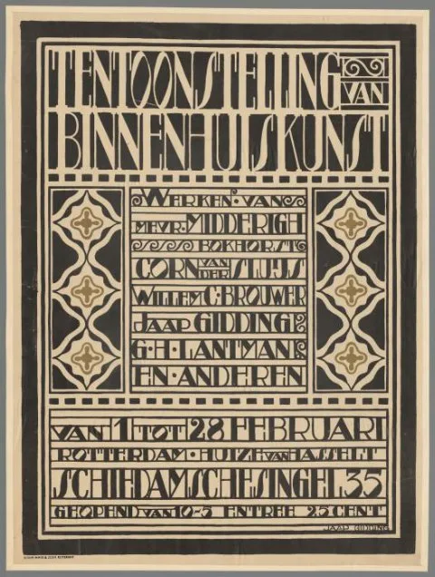 Jaap Gidding, Tentoonstelling van Binnenhuiskunst, van 1 tot 28 Februari, Rotterdam Huize van Hasselt