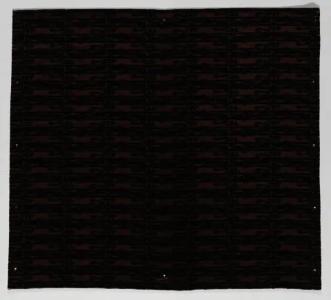 Jaap Gidding, Fragment bedrukte trijp met geornamenteerde strepen, in violet en donkerpaars