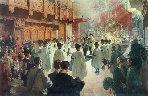 Theodor Josef Ethofer, The knighting of Viktor Count Boos zu Waldeck. (Innsbruck, Hofkirche, 20th June 1911).