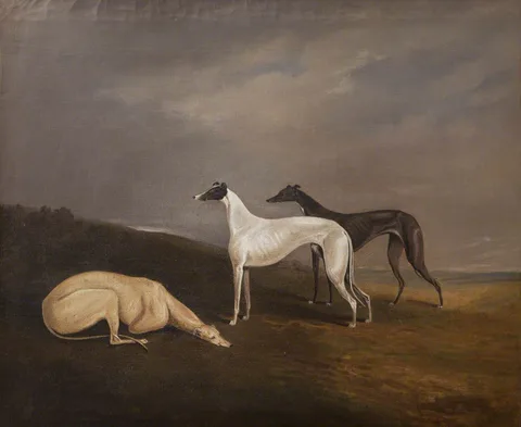 Edwin Cooper, Three Greyhounds in a Landscape