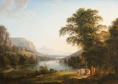 Ludwig Philipp Strack, Classical Landscape with a Grecian Temple
