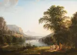 Ludwig Philipp Strack, Classical Landscape with a Grecian Temple