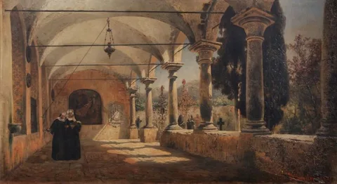 Ludwig Dittweiler, Italianate Cloister with Nuns