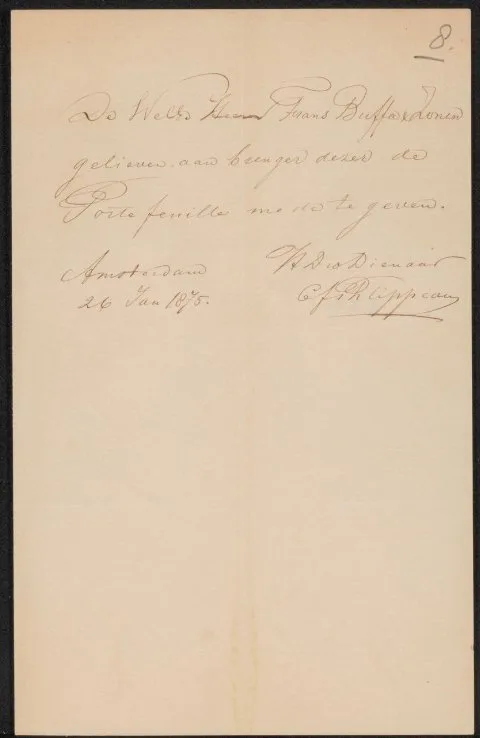 Karel Frans Philippeau, Brief aan Frans Buffa en Zonen