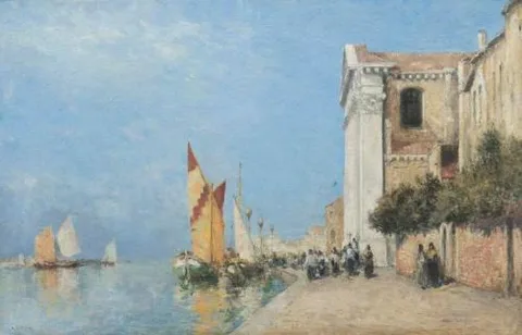 Archibald David Reid, A Canal Scene, Venice