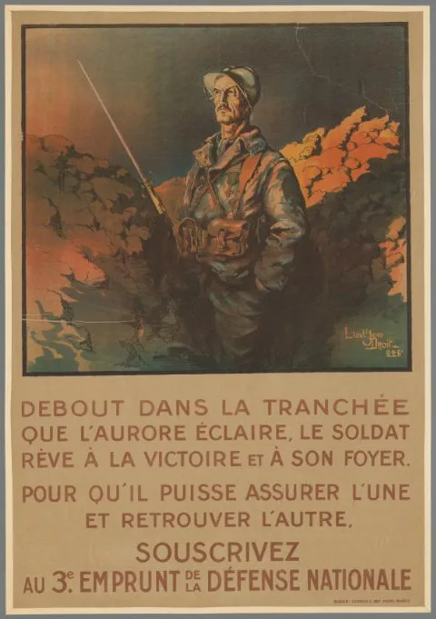 Jean Droit, Debout dans la tranchée que l' aurore éclair (...). Souscrivez au 3e Emprunt de la Défense Nationale