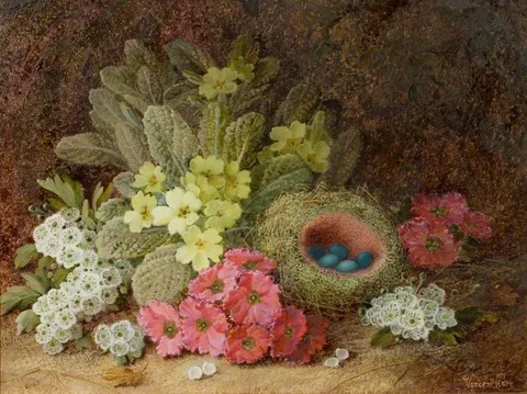 Vincent Clare, Still Life with Flowers and a Bird's Nest