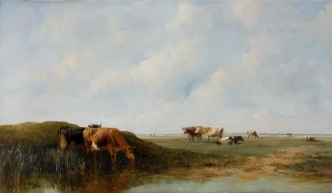 Thomas Francis Wainewright, Cows in a Meadow