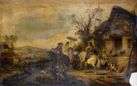 Henry Andrews, The Duke and Duchess of Marlborough Hawking at Blenheim