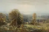 Thomas Bromley Blacklock, Landscape with Thatched Cottages