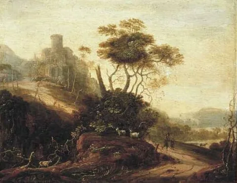 Abraham Blommaert, Italian Landscape with Goats