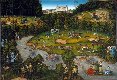 Lucas Cranach, Hunting near Hartenfels Castle