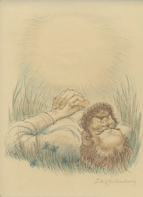 Fritz Eichenberg, Study for a print (reclining man)
